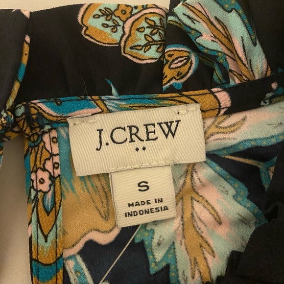 NWT J Crew Small Navy Blue Floral Ruffleneck Sleeveless Blouse - Picture 6 of 10